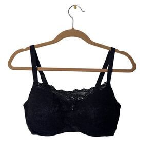 Soma Black Lace Underwire Bra 34DD Adjustable Straps Hook Closure